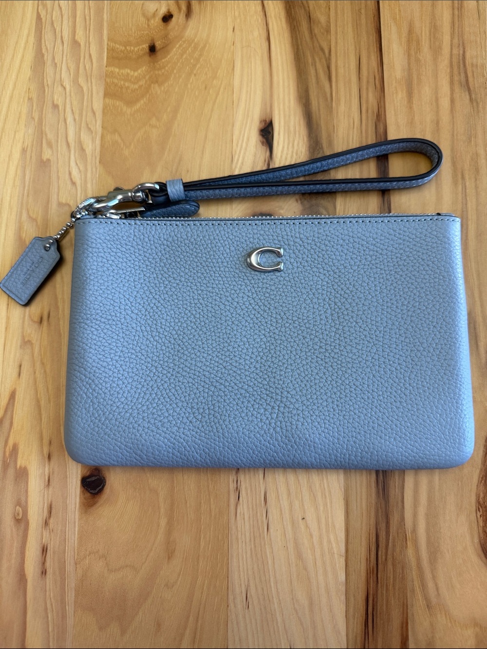 Coach Essential Small Wristlet in Grey Blue